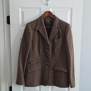 Lauren Ralph Lauren Brown Herringbone Blazer